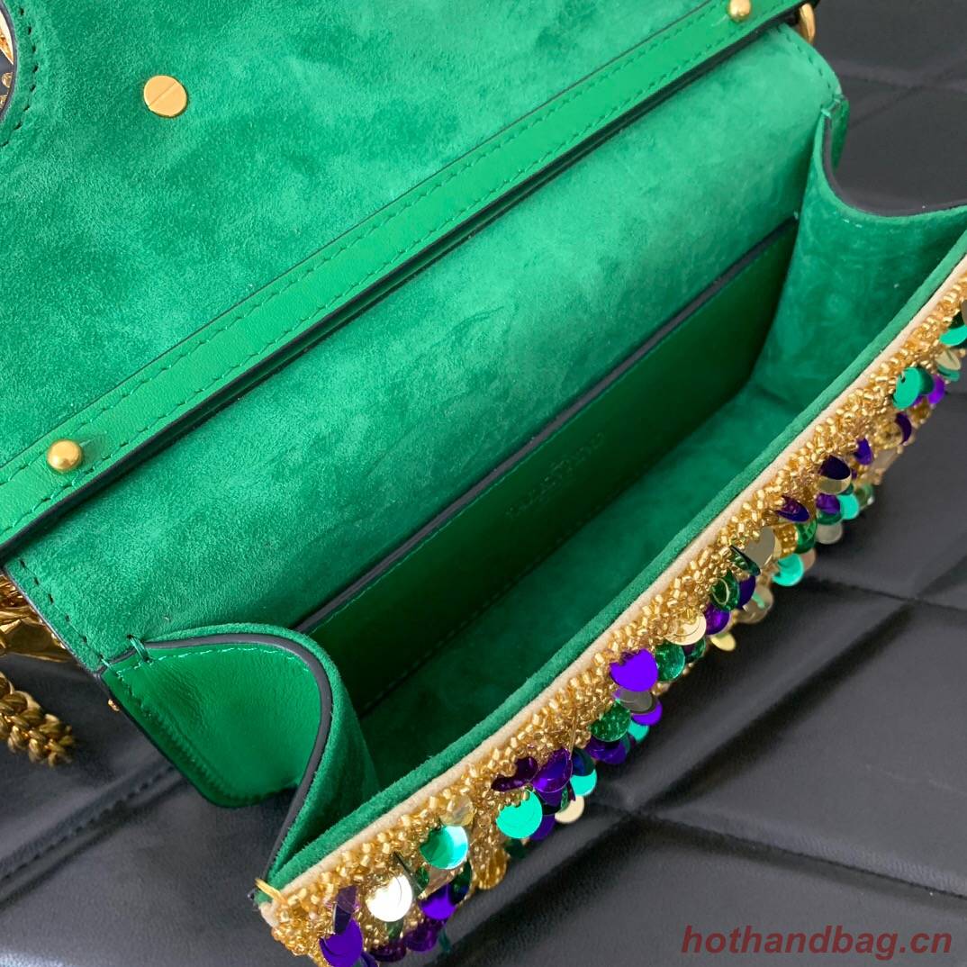 VALENTINO V-logo2 MINI LOCO sequin and leather bag WA0K53-8