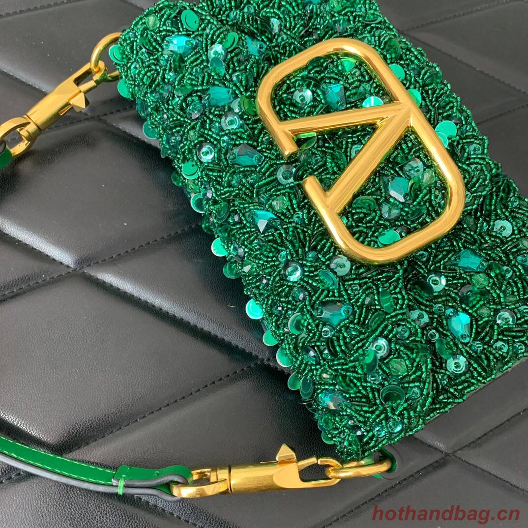 VALENTINO V-logo2 MINI LOCO sequin and leather bag WA0K53-8