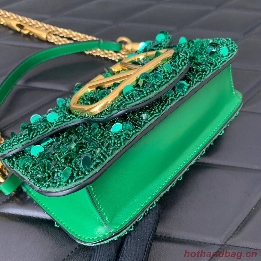 VALENTINO V-logo2 MINI LOCO sequin and leather bag WA0K53-8