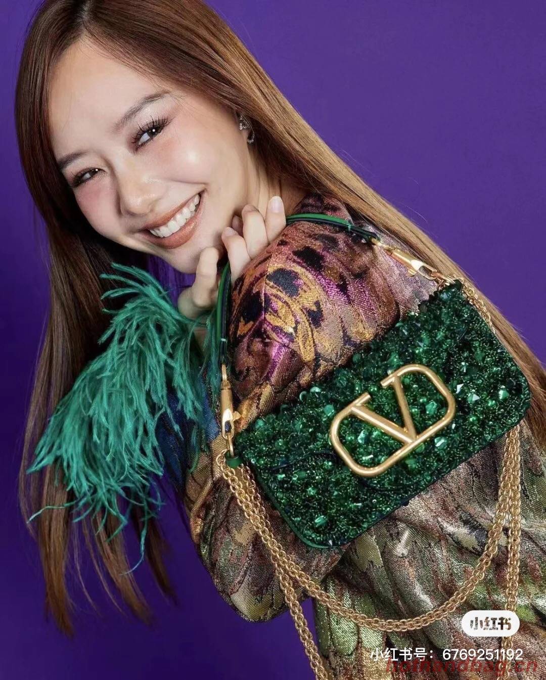 VALENTINO V-logo2 MINI LOCO sequin and leather bag WA0K53-8