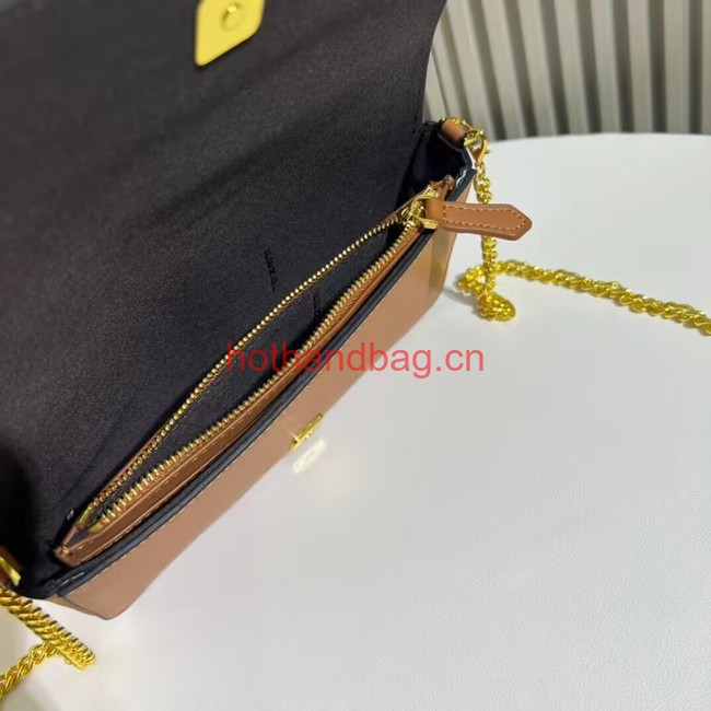 Fendi small smooth leather bag F1225 brown Fendi small smooth leather bag F1225 brown