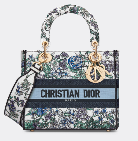 MEDIUM DIOR LADY D-LITE BAG White Multicolor Flowers Constellation Embroidery M0565OE MEDIUM DIOR LADY D-LITE BAG White Multicolor Flowers Constellation Embroidery M0565OE
