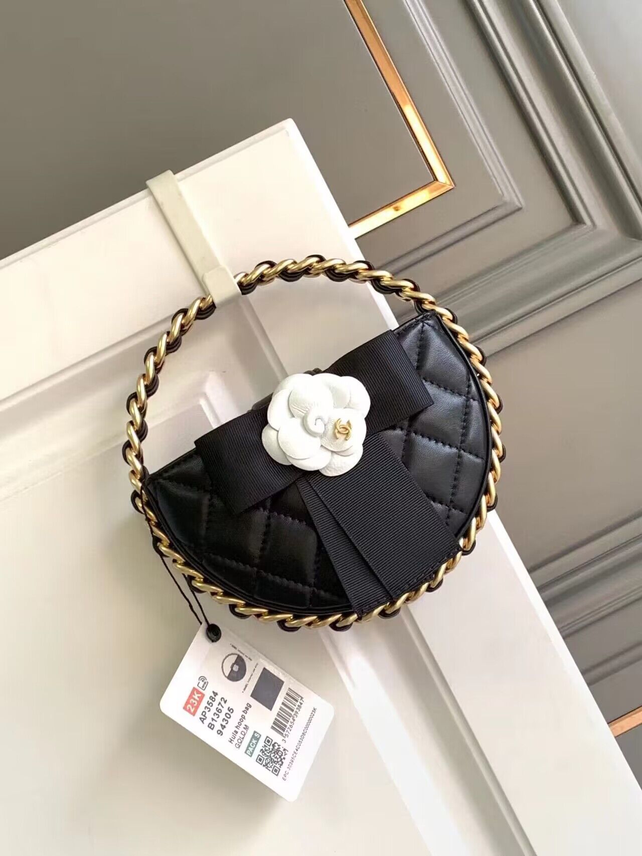 Chanel 23K Original leather Round Camellia Bag AP3584 Black Chanel 23K Original leather Round Camellia Bag AP3584 Black