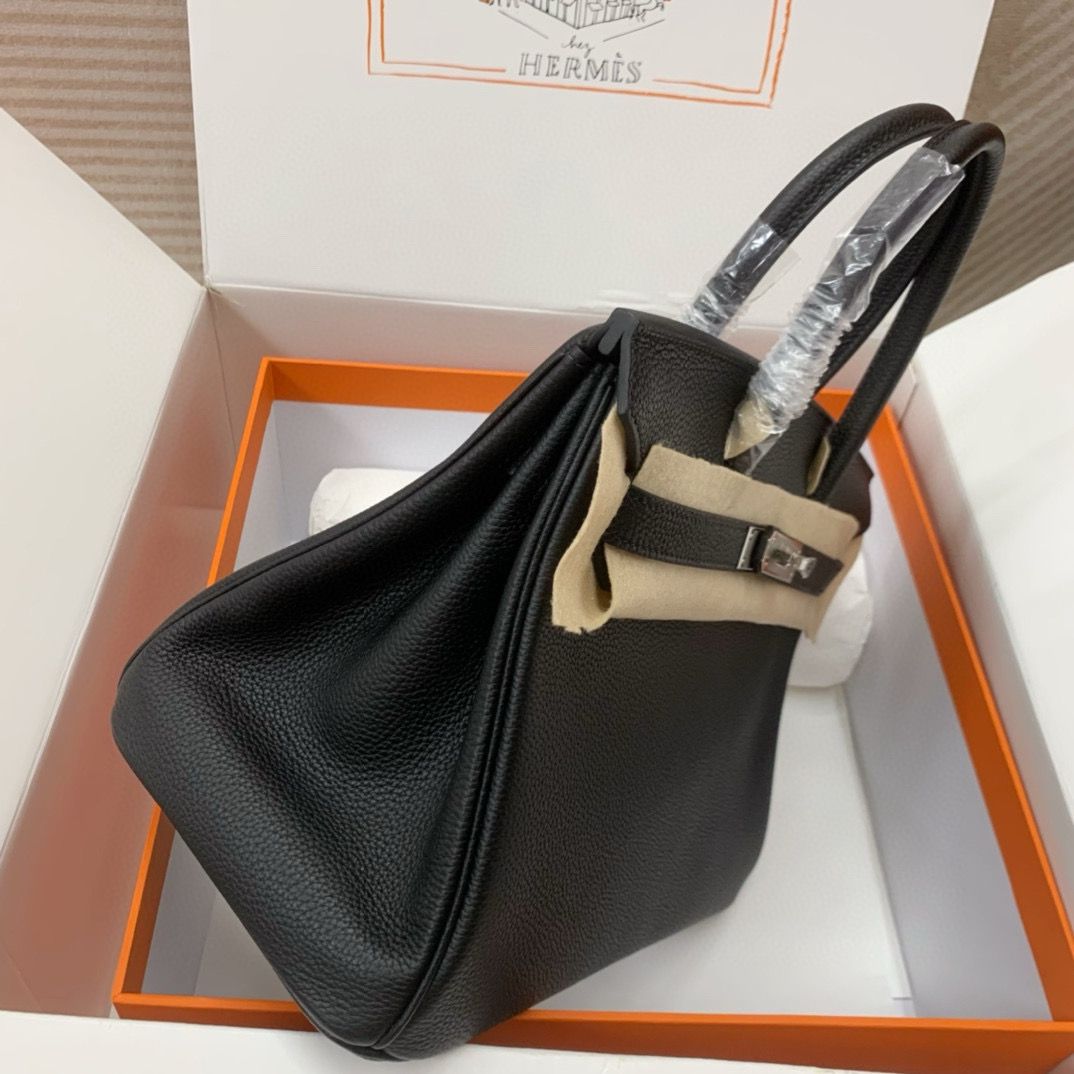 Hermes Original Togo Leather 30CM HB30O Black&Silver Hardware Hermes Original Togo Leather 30CM HB30O Black&Silver Hardware