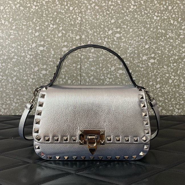 VALENTINO GARAVANI Loco Calf leather bag 0345 silver