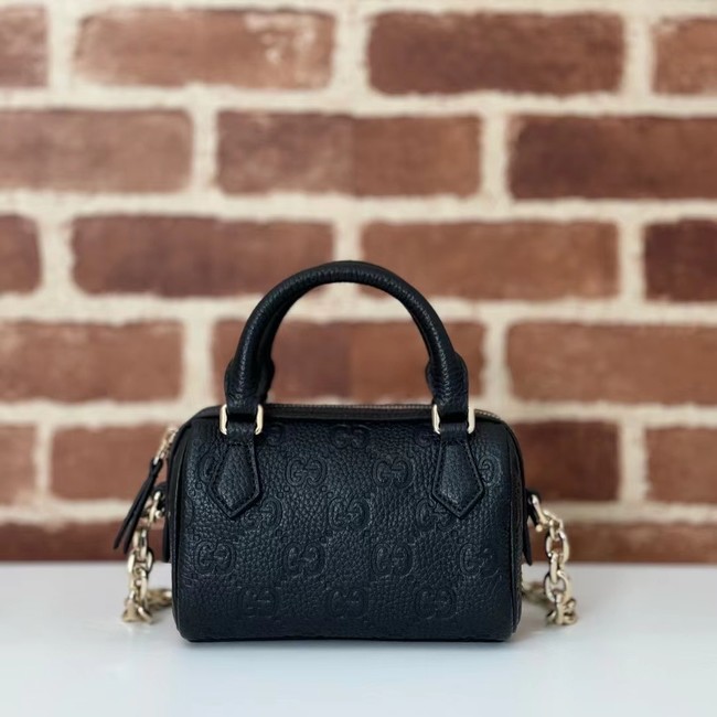 GUCCI GG EMBLEM SMALL BOSTON BAG 815256 BLACK