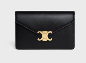 Celine WALLET ON CHAIN MARGO IN SHINY CALFSKIN 10L033 BLACK