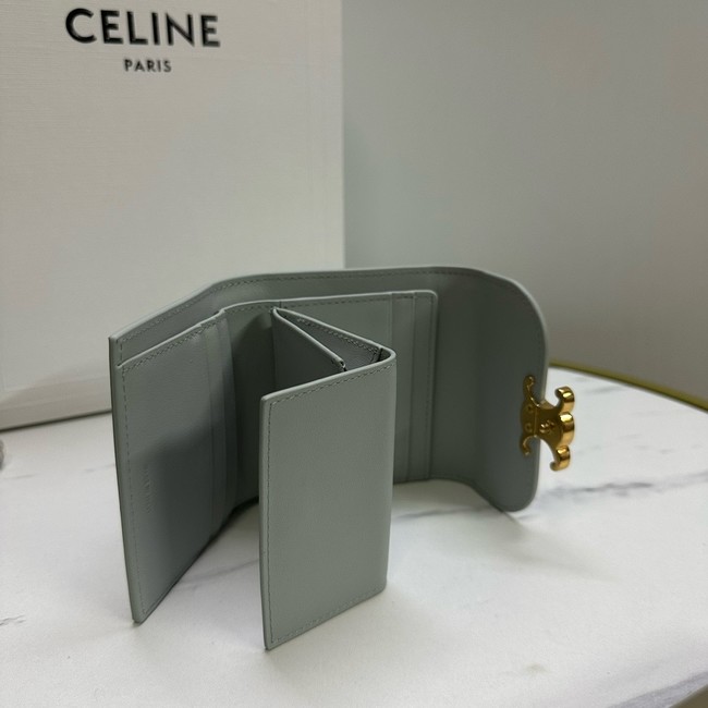 Celine SMALL FLAP WALLET TRIOMPHE IN SHINY CALFSKIN 10D783 MOON