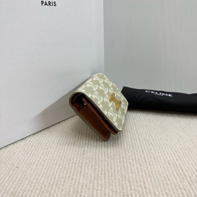 Celine TRIOMPHE COMPACT WALLETIN TRIOMPHE CANVAS 10K623 Off-white