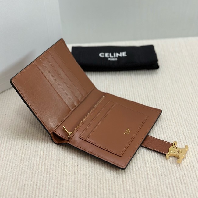 Celine FINE STRAP WALLET NINO IN SUPPLE GRAINED CALFSKIN 10M962 TAN
