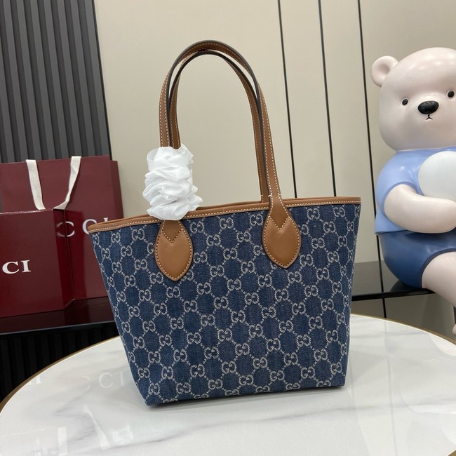 GUCCI TOTISSIMA SMALL REVERSIBLE TOTE 820496 Blue GG denim