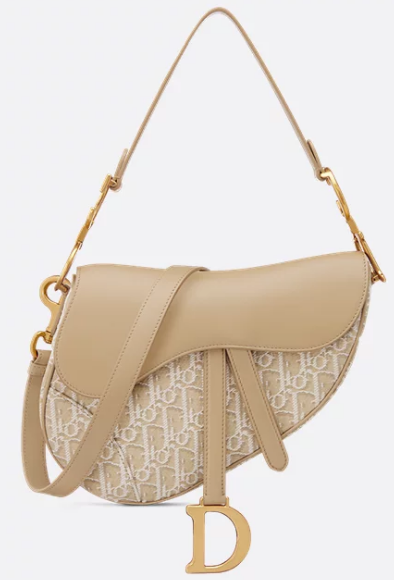 Dior Saddle Bag with Strap Oblique Jacquard and Natural Smooth Calfskin M0455CDDS
