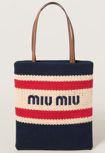 miumiu Raffia effect woven tote bag 5BG248-1