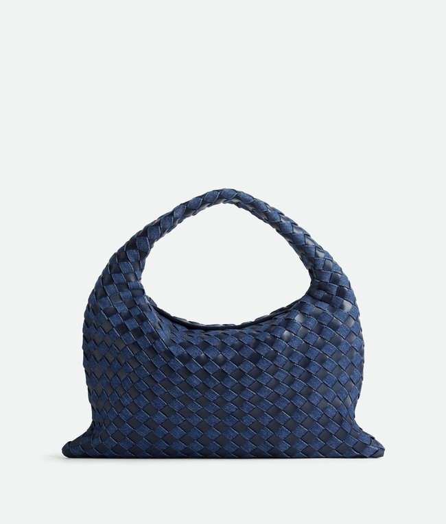 Bottega Veneta Medium Hop intrecciato suede top handle bag 763966 Abyss&indigo