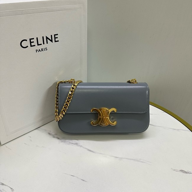 Celine CHAIN SHOULDER BAG TRIOMPHE IN SHINY CALFSKIN 197992 gray