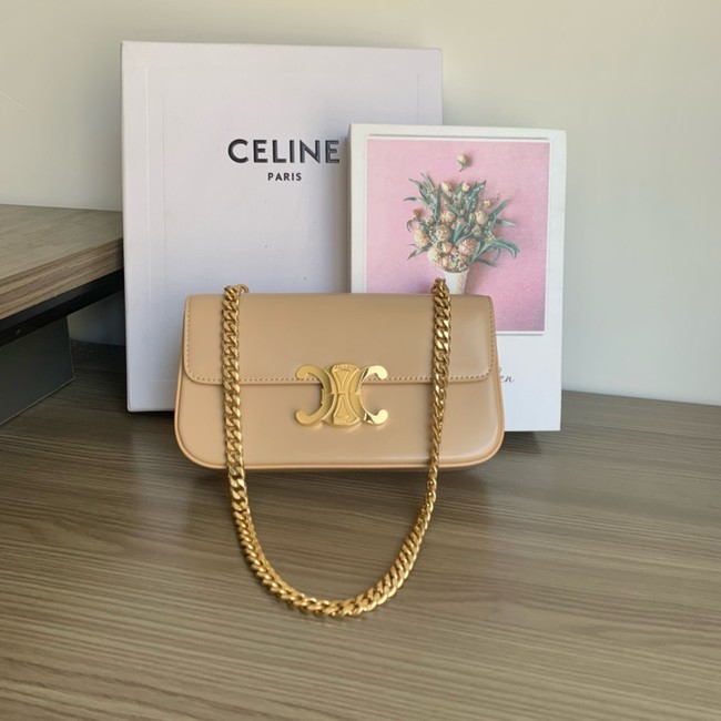 Celine CHAIN SHOULDER BAG TRIOMPHE IN SHINY CALFSKIN 197992 NATURAL