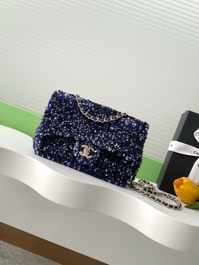 Chanel Fringed Sequins Flap Bag AS4561 dark blue