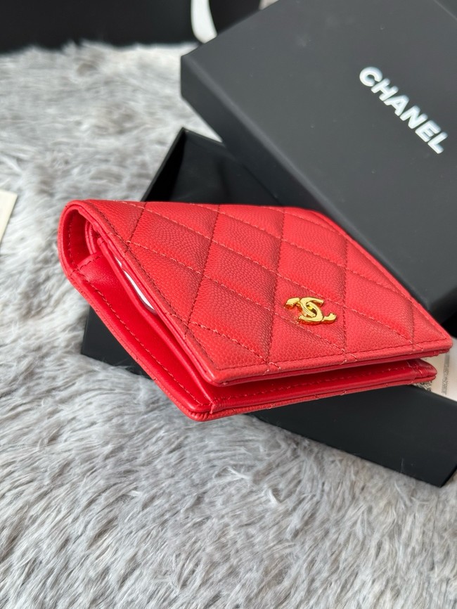 Chanel Leather Wallet A84058 red