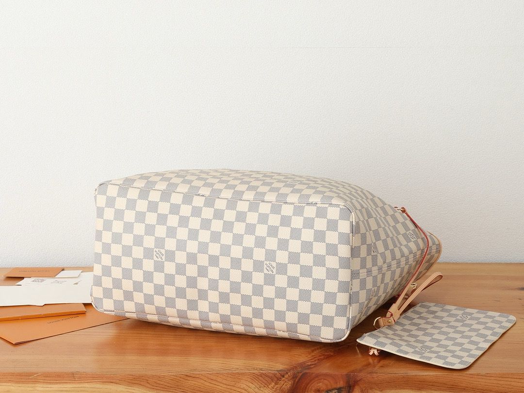 Louis Vuitton Damier Ebene Original NEVERFULL MM N40601 White&Pink