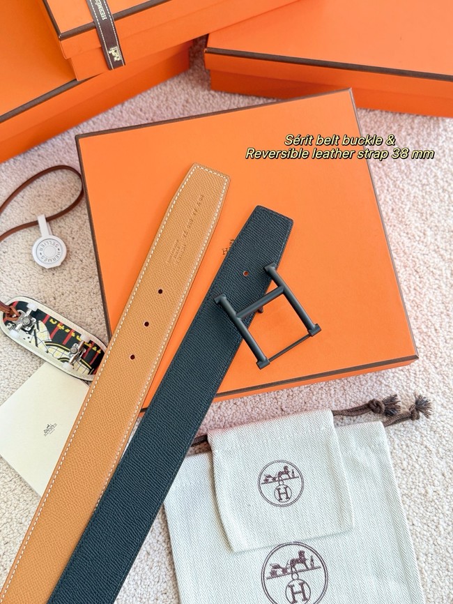 Hermes Epsom calfskin double-sided leather belt 66014