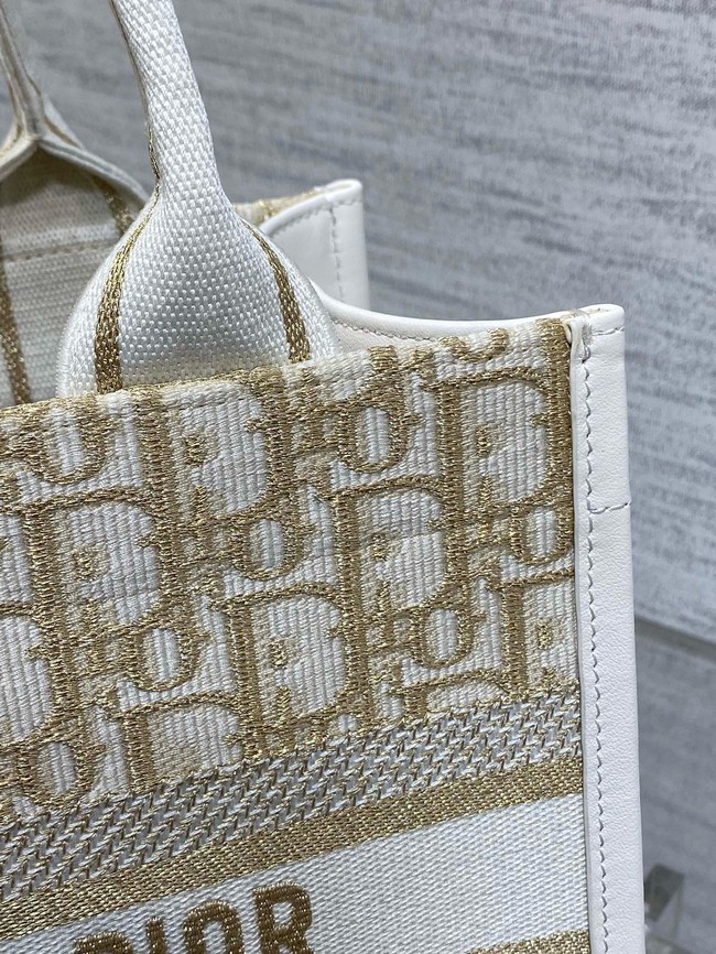 Small Dior Book Tote Dior Oblique Embroidery and Calfskin M1325CZ-2