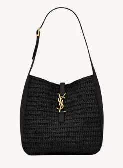 Saint Laurent LE 5 A 7 supple small in raffia and leather 823812 black