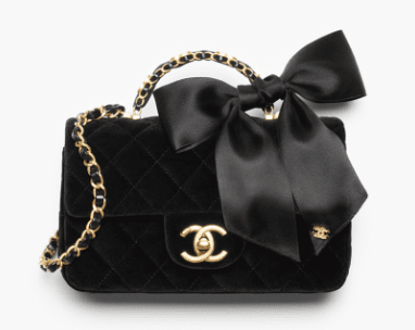 CHANEL Mini Flap Bag with Top Handle Tweed& Silk AS5875 Black