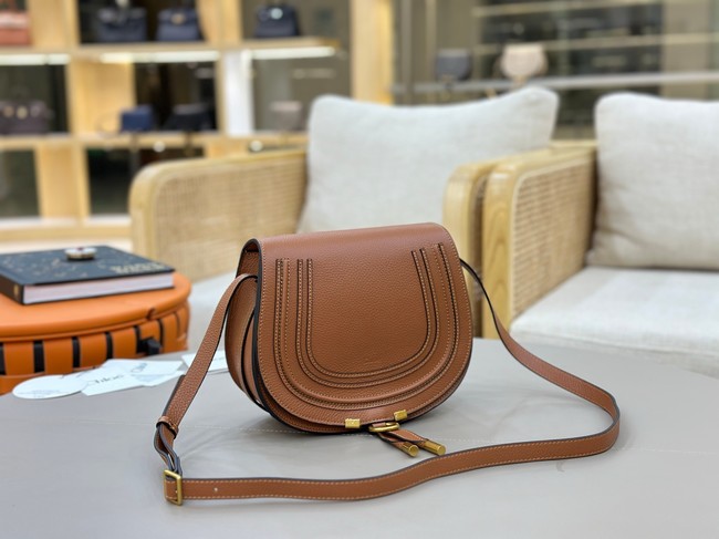 Chloe Grained Calfskin MARCIE saddle bag 31054 brown