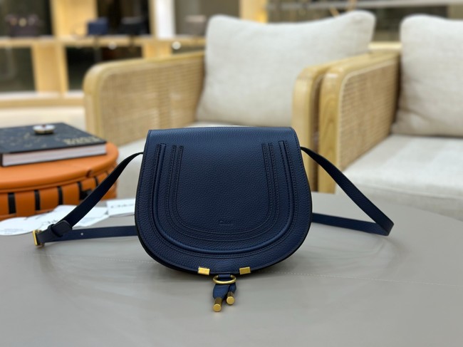 Chloe Grained Calfskin MARCIE saddle bag 31054 dark blue