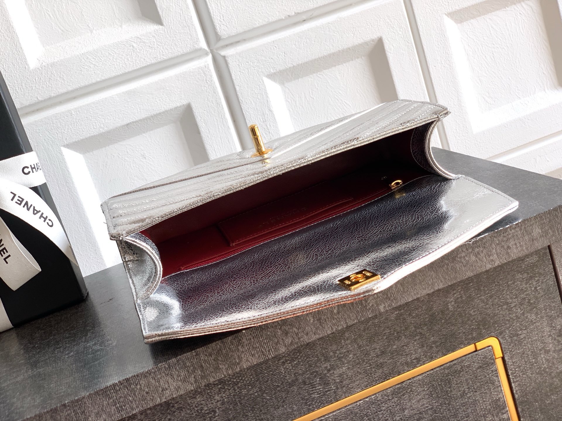 Chanel Original Leather 26X C6044 Silver Chanel Original Leather 26X C6044 Silver