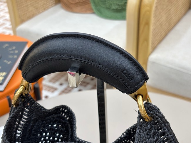 Chloe SUMMER straw and leather tote bag 1668 black