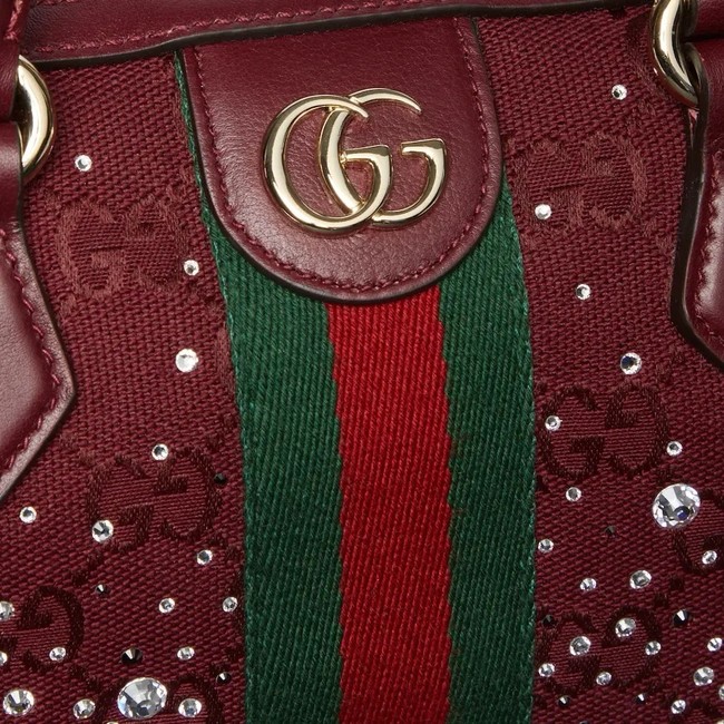Gucci Ophidia crystals small boston bag 841294 Rosso Ancora red