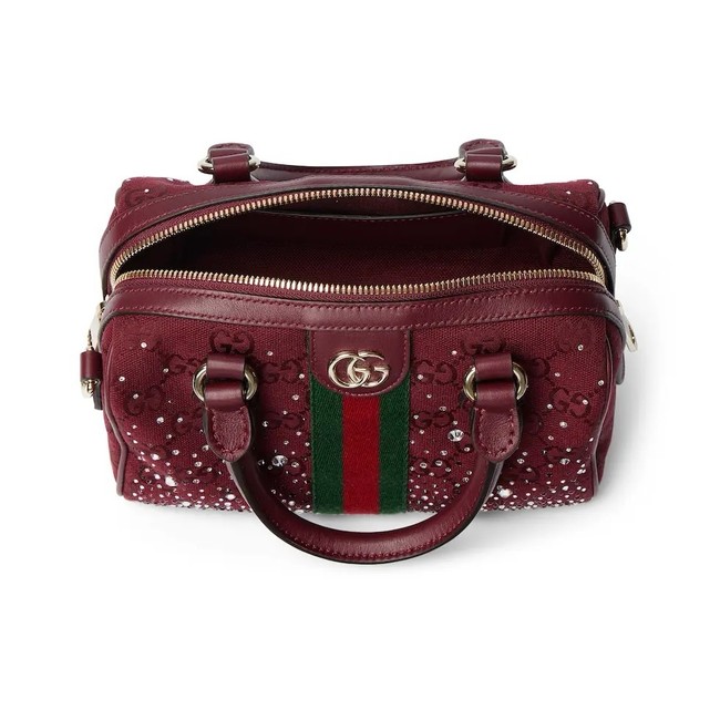 Gucci Ophidia crystals small boston bag 841294 Rosso Ancora red
