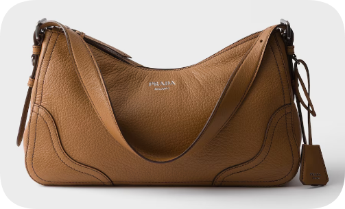 Prada Aimee large leather shoulder bag 1BC280 Caramel