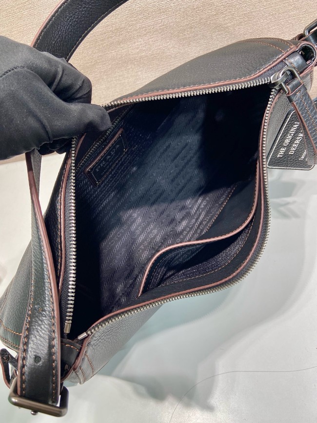 Prada Aimee large leather shoulder bag 1BC280 black