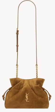 SAINT LAURENT JAMIE shoulder pouch in suede 862712 CARAMEL