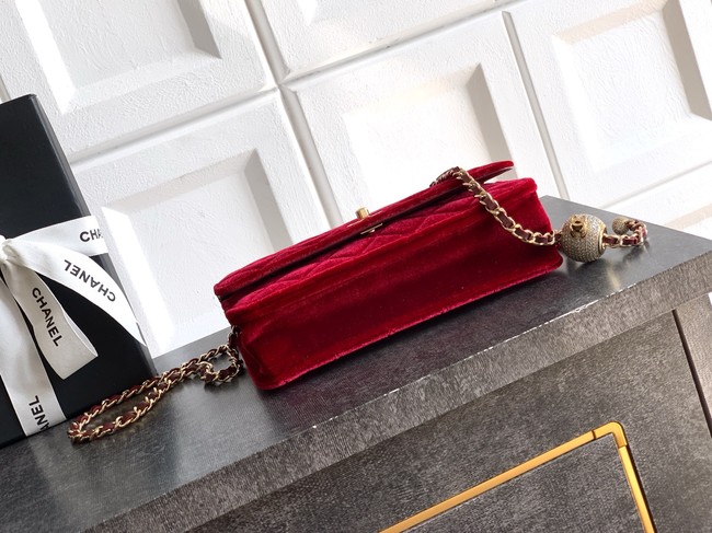 Chanel velvet Wallet On Chain AP1450 red