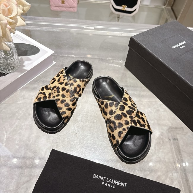 Saint Laurent NICHOLS slides in pony hair leather 08140-2