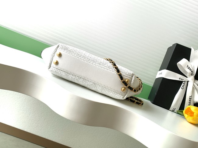 CHANEL Small Tote Braided Raffia AS6015 white