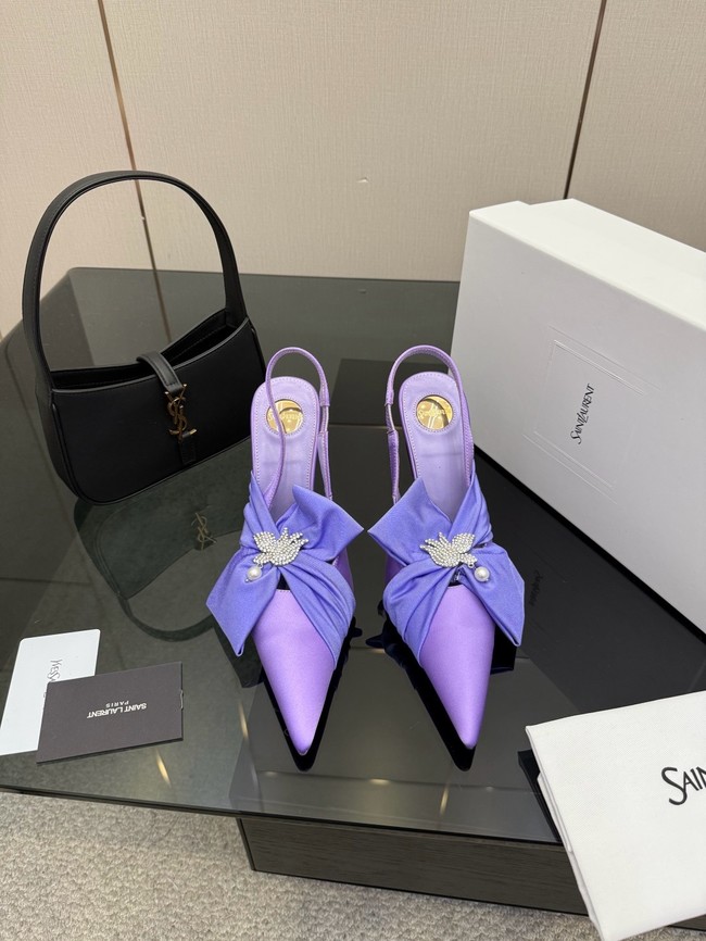 Saint Laurent AMALIA slingback pumps in satin crepe Heel 10.5CM 55726-11