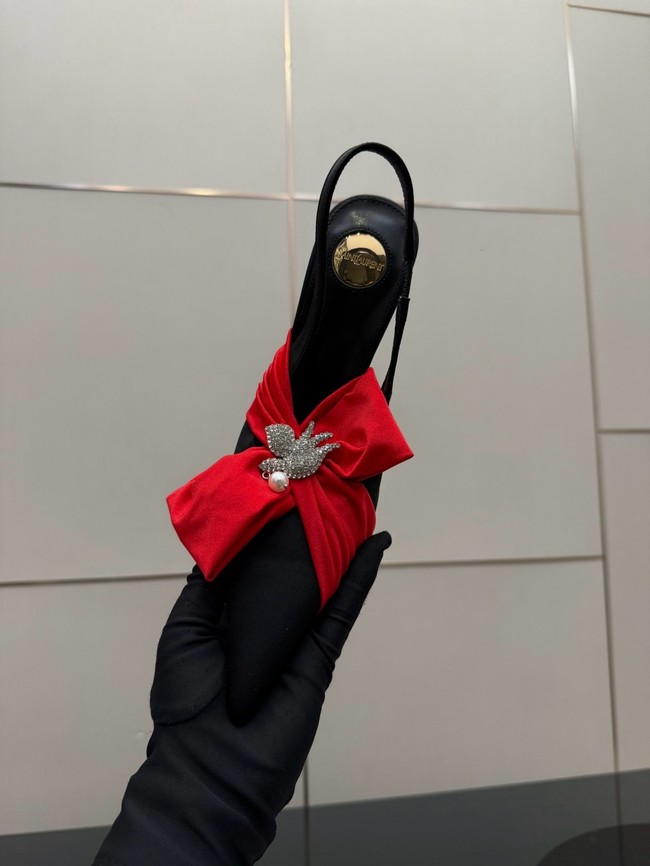 Saint Laurent AMALIA slingback pumps in satin crepe Heel 10.5CM 55726-3
