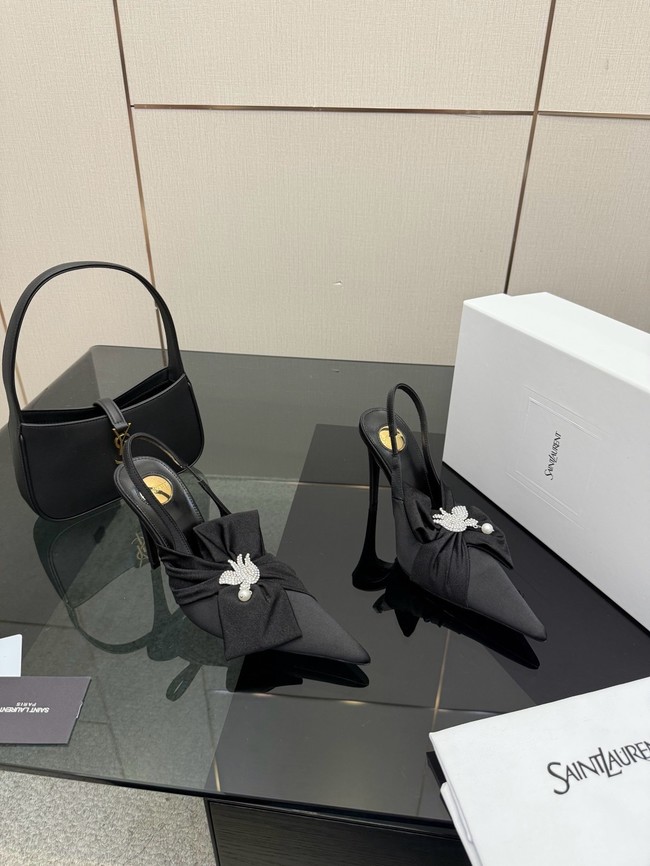 Saint Laurent AMALIA slingback pumps in satin crepe Heel 10.5CM 55726-7