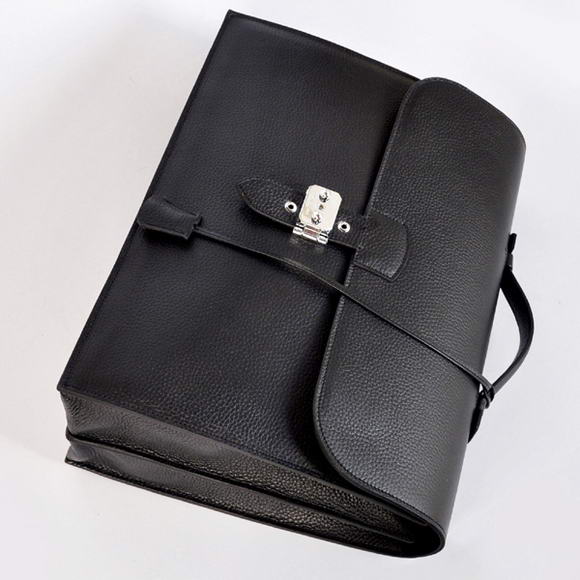 Hermes Sac Depeche 38cm Briefcase Clemence Black Hermes Sac Depeche 38cm Briefcase Clemence Black