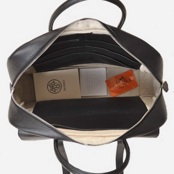 Hermes Steve 38CM Travel Bag Clemence Leather Black Hermes Steve 38CM Travel Bag Clemence Leather Black