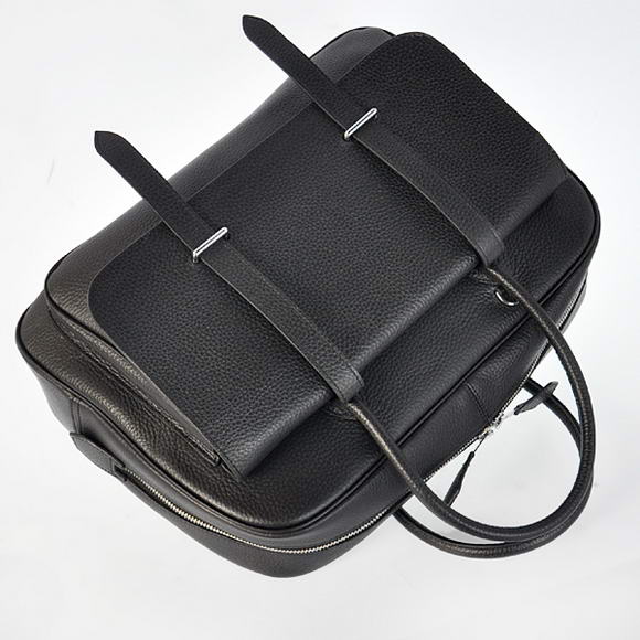 Hermes Steve 38CM Travel Bag Clemence Leather Black Hermes Steve 38CM Travel Bag Clemence Leather Black