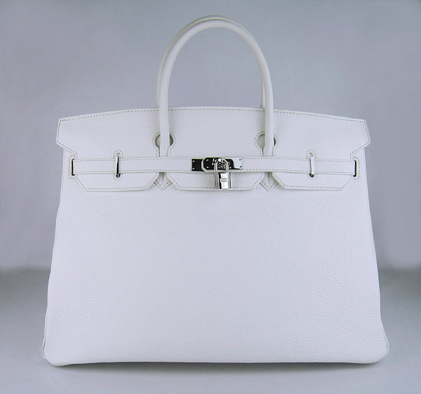 Hermes Birkin 40CM Togo Bag White 6099 Silver
