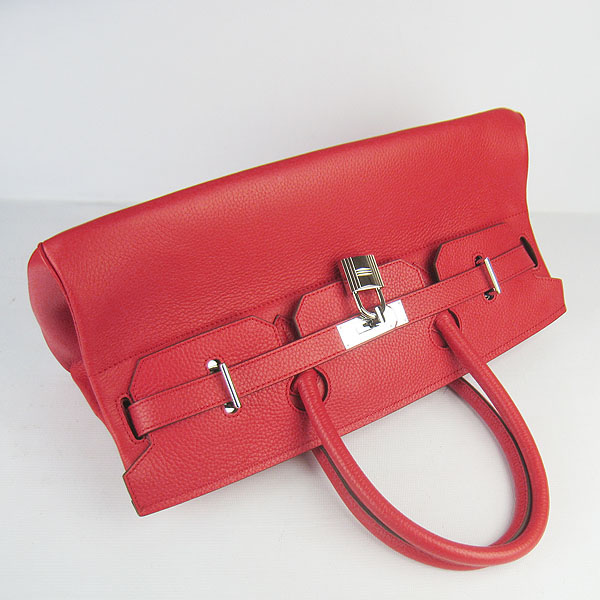 Hermes Birkin 6109 Togo Leather Bag Red 42CM Silver Hermes Birkin 6109 Togo Leather Bag Red 42CM Silver