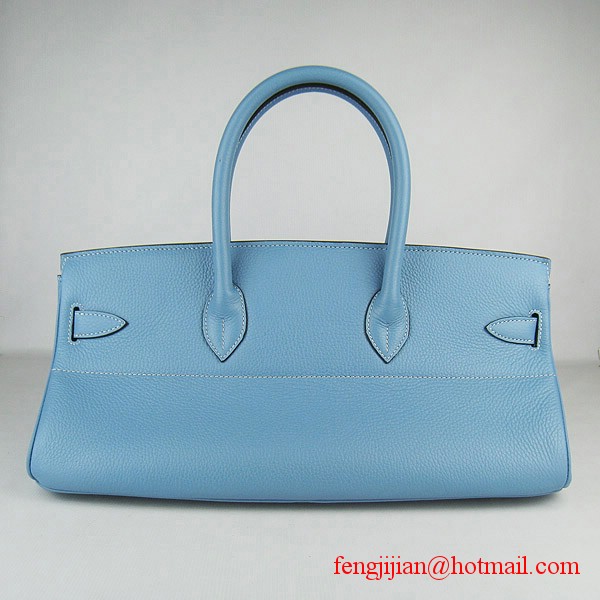 Hermes Birkin 42cm Togo Leather Bag 6109 Light Blue gold padlock