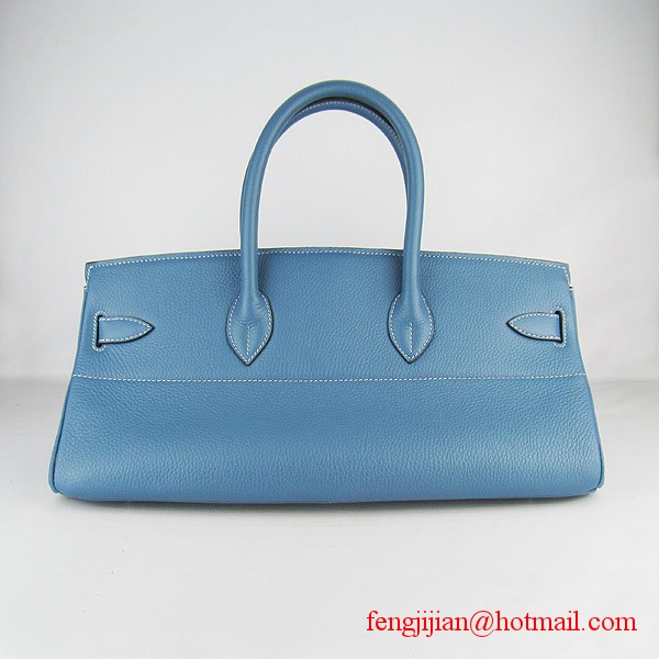 Hermes Birkin 42cm Togo Leather Bag 6109 Blue silver padlock Hermes Birkin 42cm Togo Leather Bag 6109 Blue silver padlock
