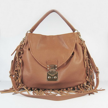 miu miu Lambskin Fringe Hobo Bag 
